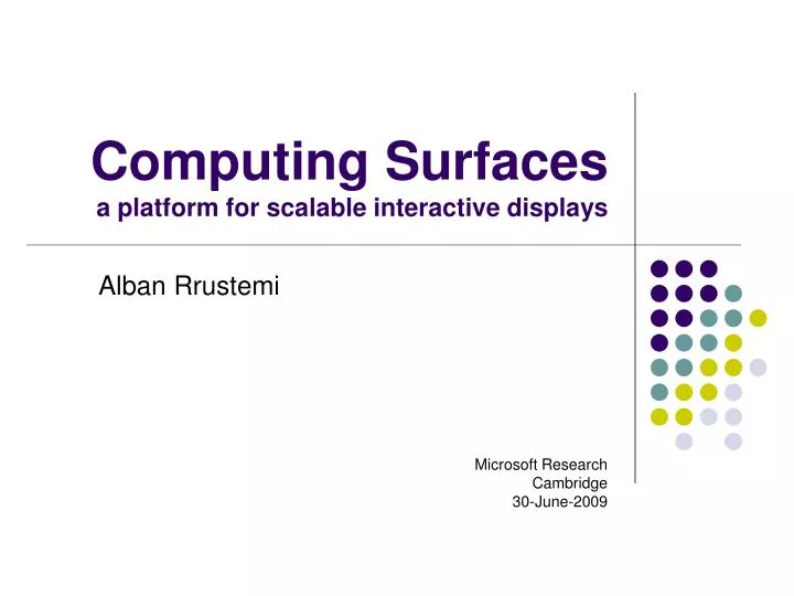 computing surfaces a platform for scalable interactive displays