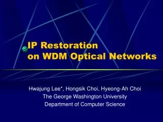 IP Restoration on WDM Optical Networks