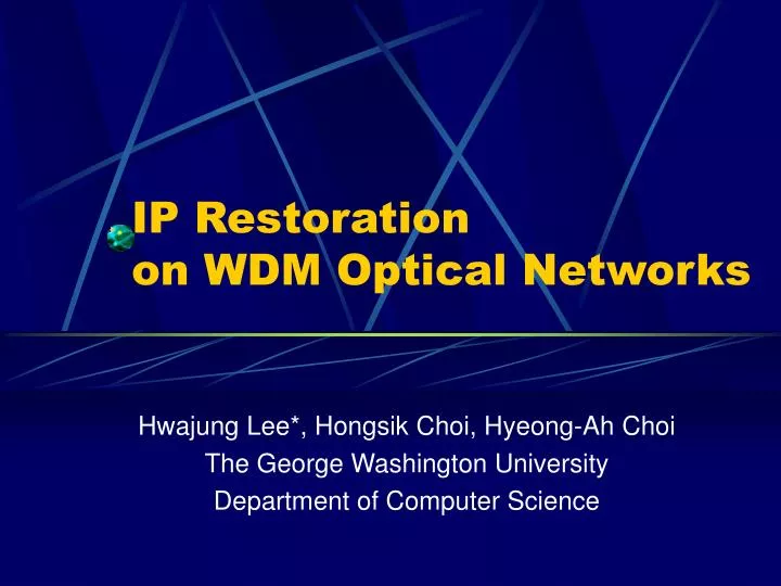 ip restoration on wdm optical networks