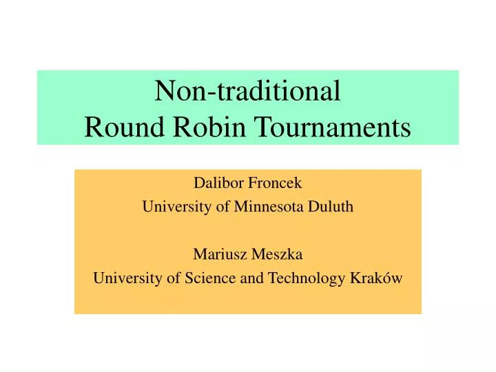 non traditional round robin tournaments