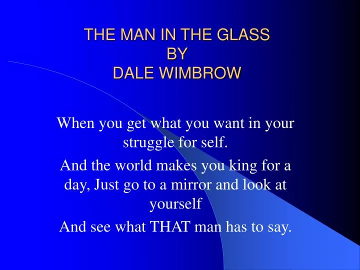 the man in the glass by dale wimbrow