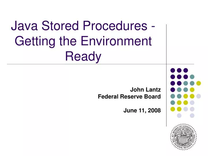 java stored procedures getting the environment ready