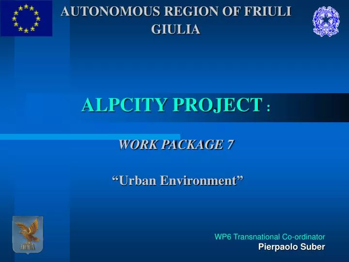 autonomous region of friuli giulia alpcity project work package 7 urban environment