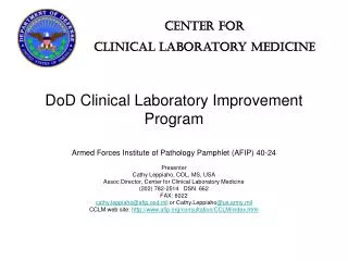 DoD Clinical Laboratory Improvement Program