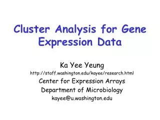 Cluster Analysis for Gene Expression Data