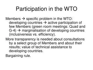 Participation in the WTO