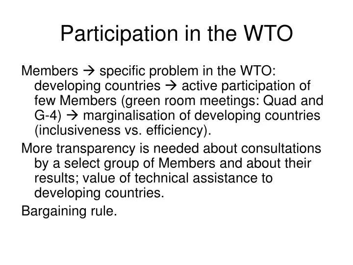 participation in the wto