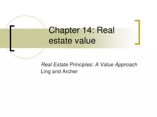 Chapter 14: Real estate value