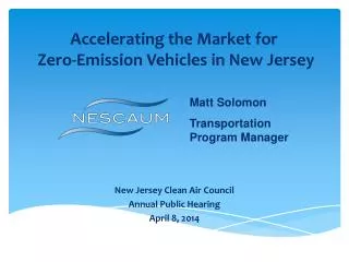 Accelerating the Market for Zero-Emission Vehicles in New Jersey