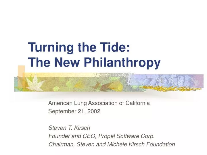 turning the tide the new philanthropy
