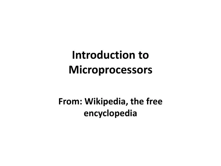 introduction to microprocessors