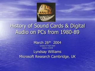 History of Sound Cards &amp; Digital Audio on PCs from 1980-89