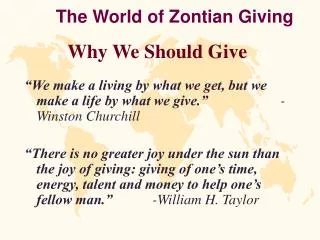 The World of Zontian Giving