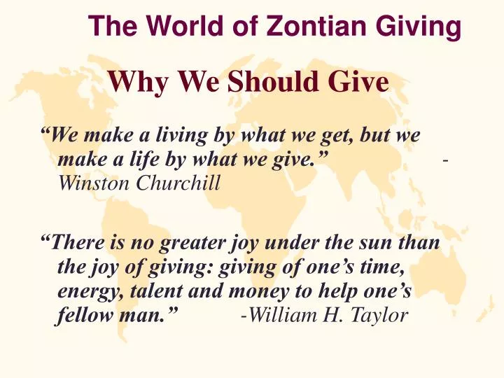 the world of zontian giving