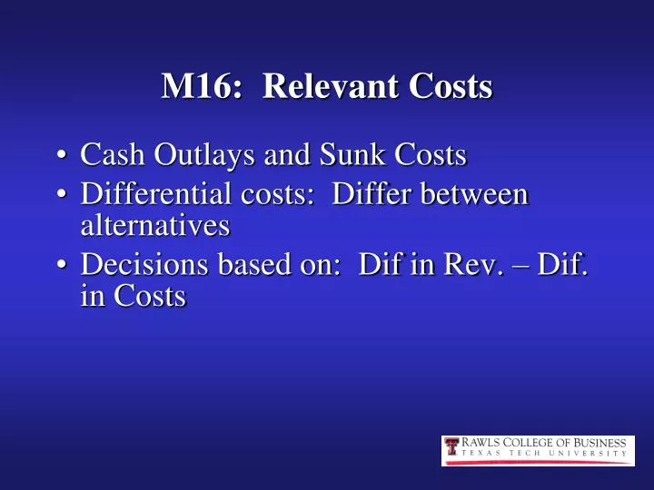 m16 relevant costs