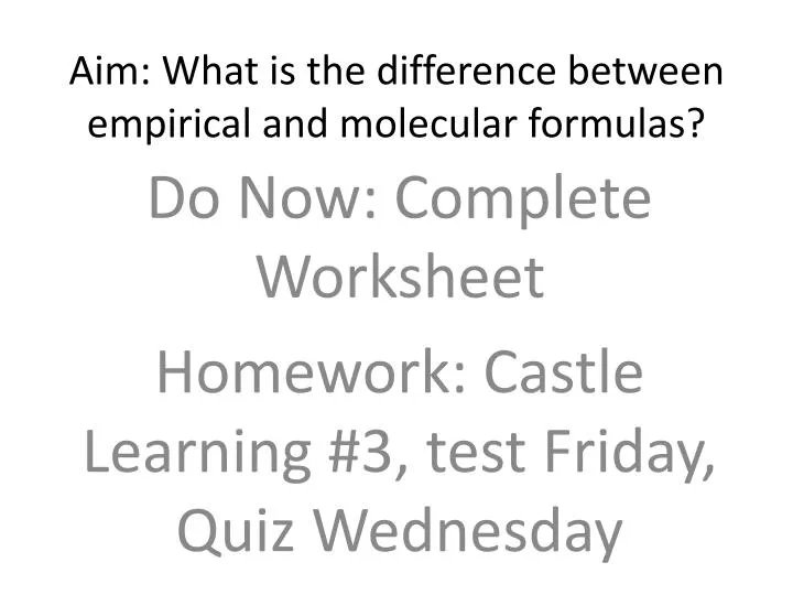 aim what is the difference between empirical and molecular formulas