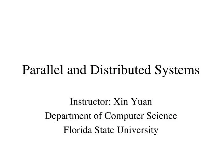 parallel and distributed systems
