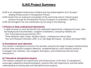 ILIAS Project Summary