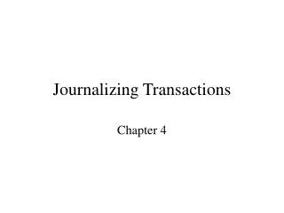 Journalizing Transactions