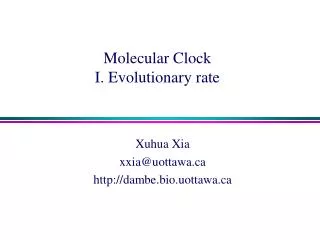 Molecular Clock I. Evolutionary rate