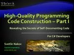 Secrets of High-Quality Programming Code: A Guide for C# Developers - slide 1