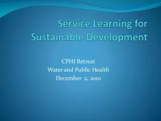 Service Learning for Sustainable Development