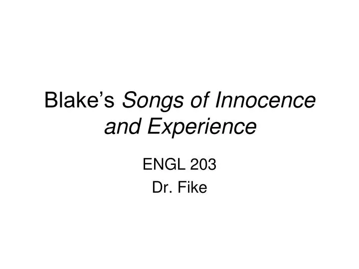 blake s songs of innocence and experience