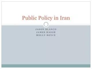 Public Policy in Iran