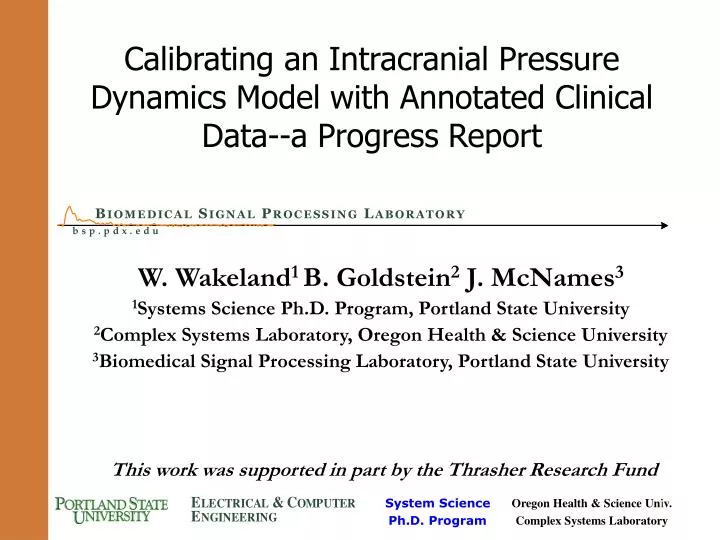 calibrating an intracranial pressure dynamics model with annotated clinical data a progress report