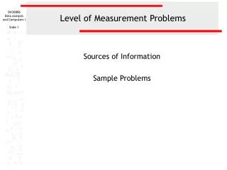 Level of Measurement Problems