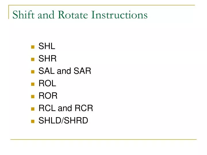 shift and rotate instructions