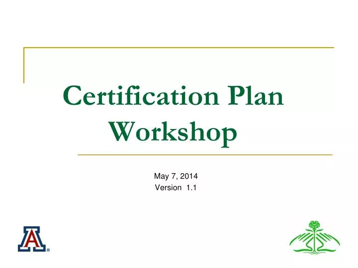 certification plan workshop
