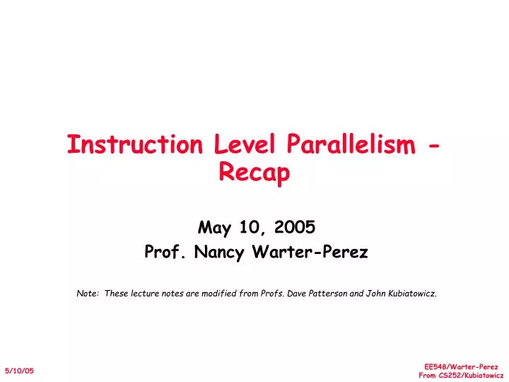 instruction level parallelism recap