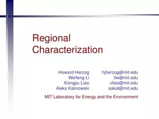 Regional Characterization