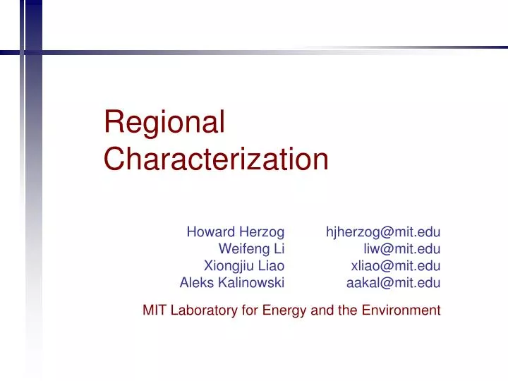 regional characterization