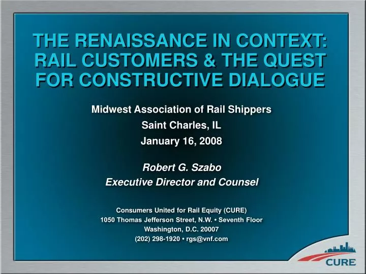 the renaissance in context rail customers the quest for constructive dialogue