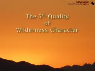 The 5 th Quality of Wilderness Character