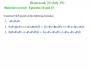 Homework 10 (July 19)