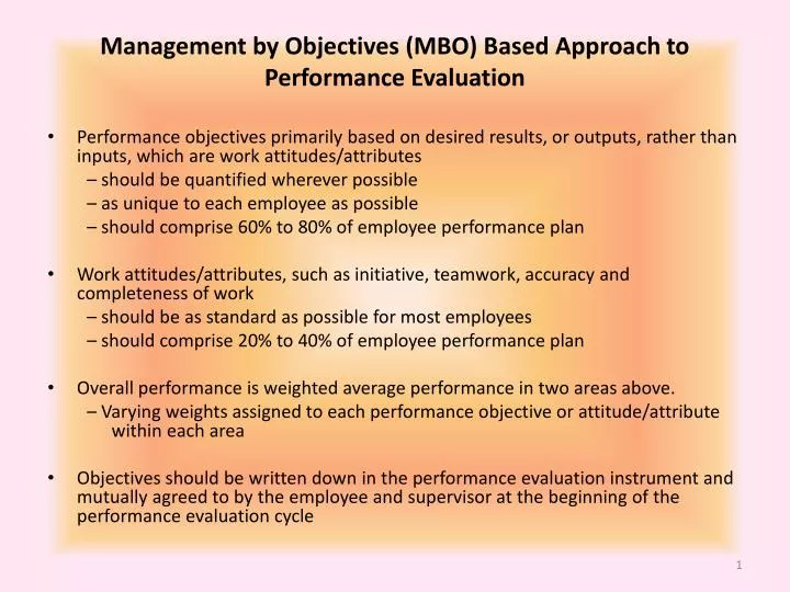 management by objectives mbo based approach to performance evaluation
