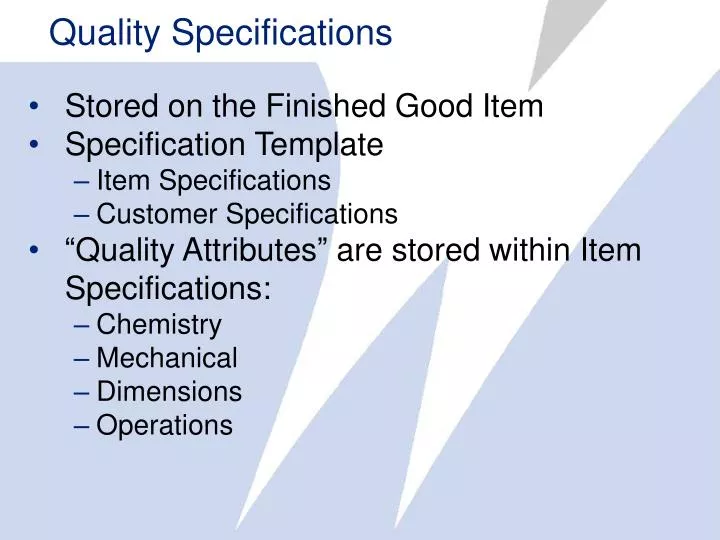 quality specifications