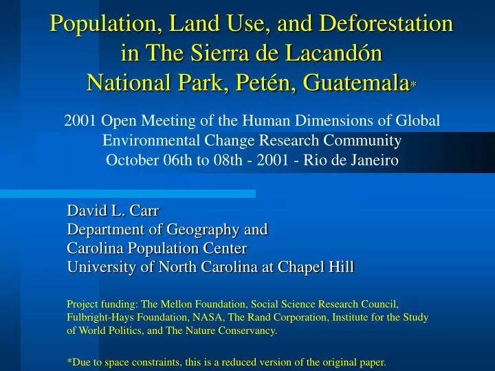 population land use and deforestation in the sierra de lacand n national park pet n guatemala
