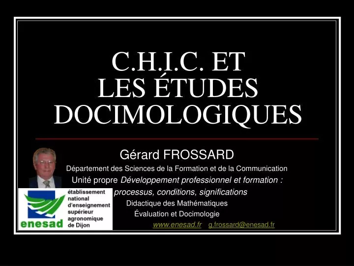 c h i c et les tudes docimologiques