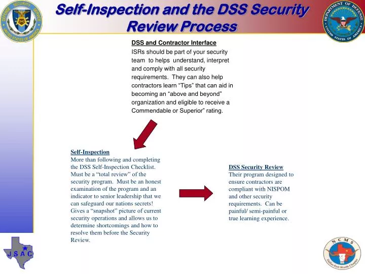 self inspection and the dss security review process