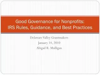 good governance for nonprofits irs rules guidance and best practices