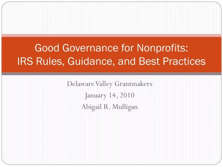 good governance for nonprofits irs rules guidance and best practices