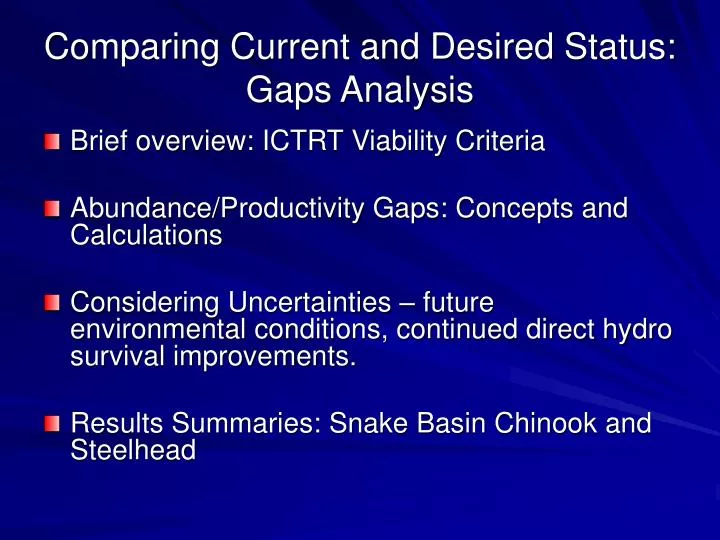 comparing current and desired status gaps analysis