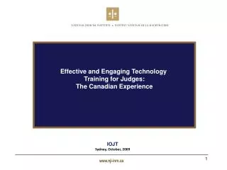 Effective and Engaging Technology Training for Judges: The Canadian Experience