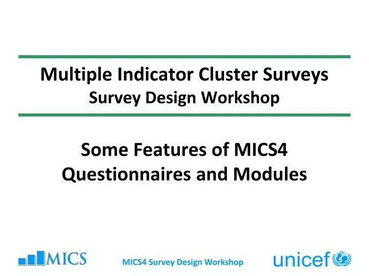 multiple indicator cluster surveys survey design workshop