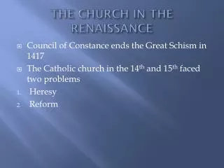 the church in the renaissance