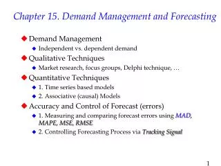 Chapter 15. Demand Management and Forecasting